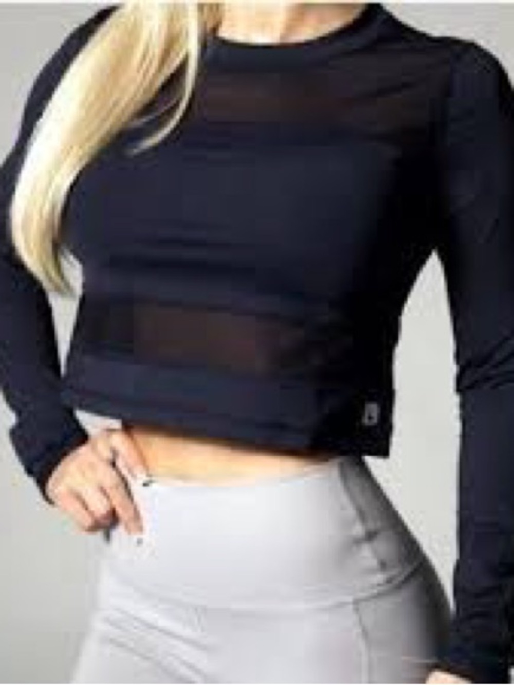 BuffBunny Long Sleeve Mesh Panel Top Navy Size Medium